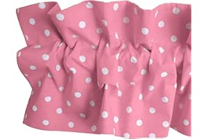 Zen Creative Designs Poly Cotton Small Polka Dots Sleeve Topper Window Valance Top Bottom Ruffle Home Décor Bedroom Nursery Kitchen Window (58" Wide x 5" Tall, White on Pink)