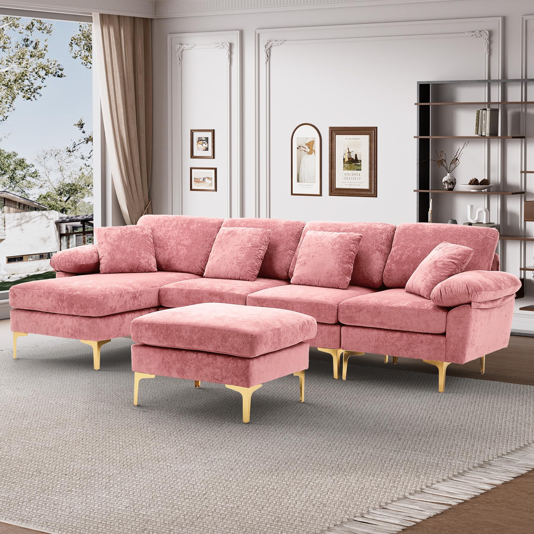 Wrofly U-Shaped Sectional Sofa Couch, 114" Comfy
