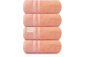 ORGANIX - SUSTAINABLE HEALTH SUPPLIES Organix Oversized 4 Piece Soft Bath Sheets Towels 550 GSM Cotton Bath Towels Extra Large 35"x70", Highly Absorbent & Quick Dry, Super Soft Hotel Quality Extra Large Bath Towels (Light Orange)