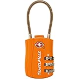 TSA Approved Travel Combination Cable Luggage Locks for Suitcases & Backpacks - 1 Pack of Orange TSA Lock