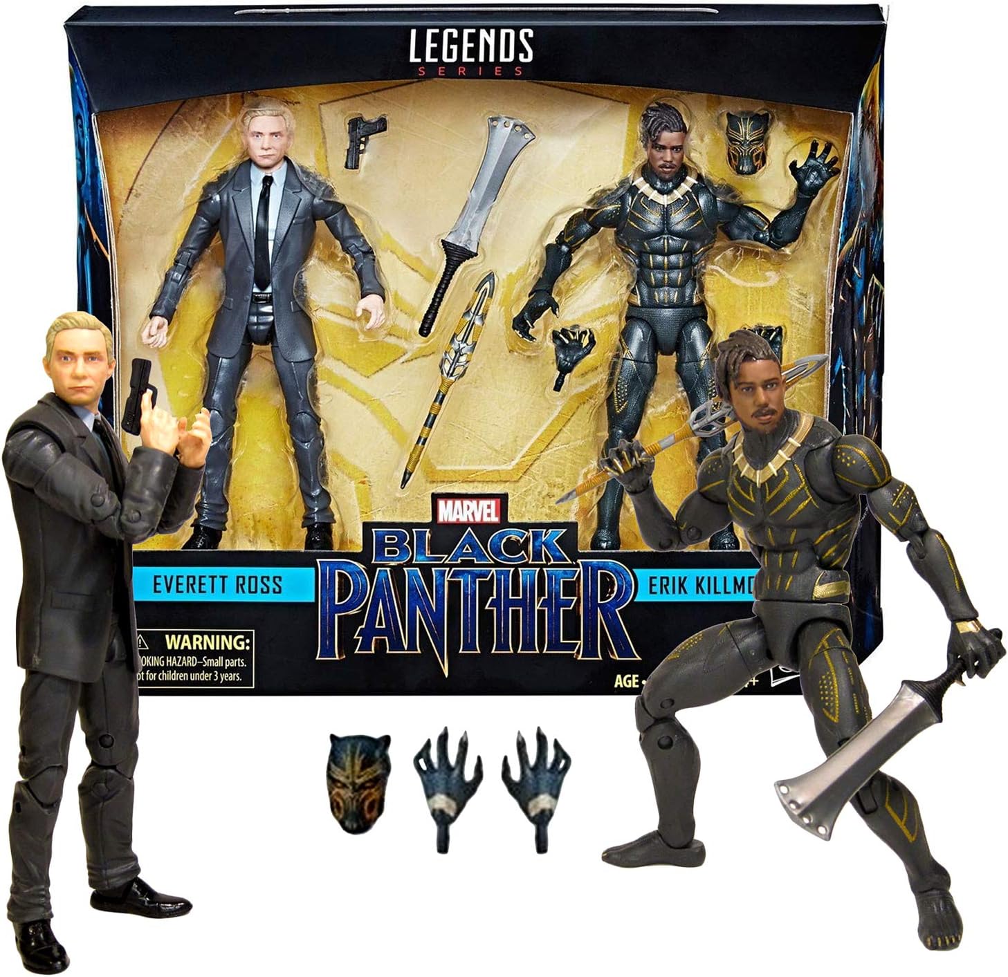 Year 2017 Marvel Legends Black Panther Series 2 Pack 6 Inch Tall Figure Set - Everett Ross and Eric Killmonger with Weapons and Accessories