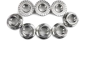 FullerKreg 25 Pcs M8 x 1.25 A2 Stainless Steel DIN 6923 Serrated Hex Flange Nut, 18-8 Stainless Steel 304, Bright Finish
