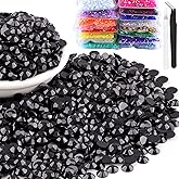 6000pcs 4mm Resin Rhinestones Bulk, Black Flatback Round Jelly Rhinestones Bedazzling Non Hotfix Crystal Gems Large Quantity Wholesale for DIY Crafts Clothes Bottles Tumblers Face Makeup Manicure