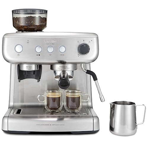 Breville Barista Max Espresso Machine | Latte & Cappuccino Coffee Maker with Integrated Bean Grinder & Steam Wand | 2.8 L Water Tank | 15 Bar Italian Pump | Stainless Steel