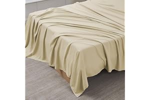 SWEET HOME COLLECTION King Size Flat Sheet - Ultra Soft & Breathable Brushed Microfiber Top Sheet for King Size Beds, Beige/Cream