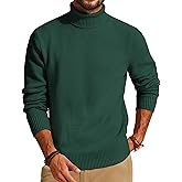 PJ PAUL JONES Mens Turtleneck Sweaters Long Sleeve Mock Neck Knit Sweaters Ribbed Slim Pullover Sweater