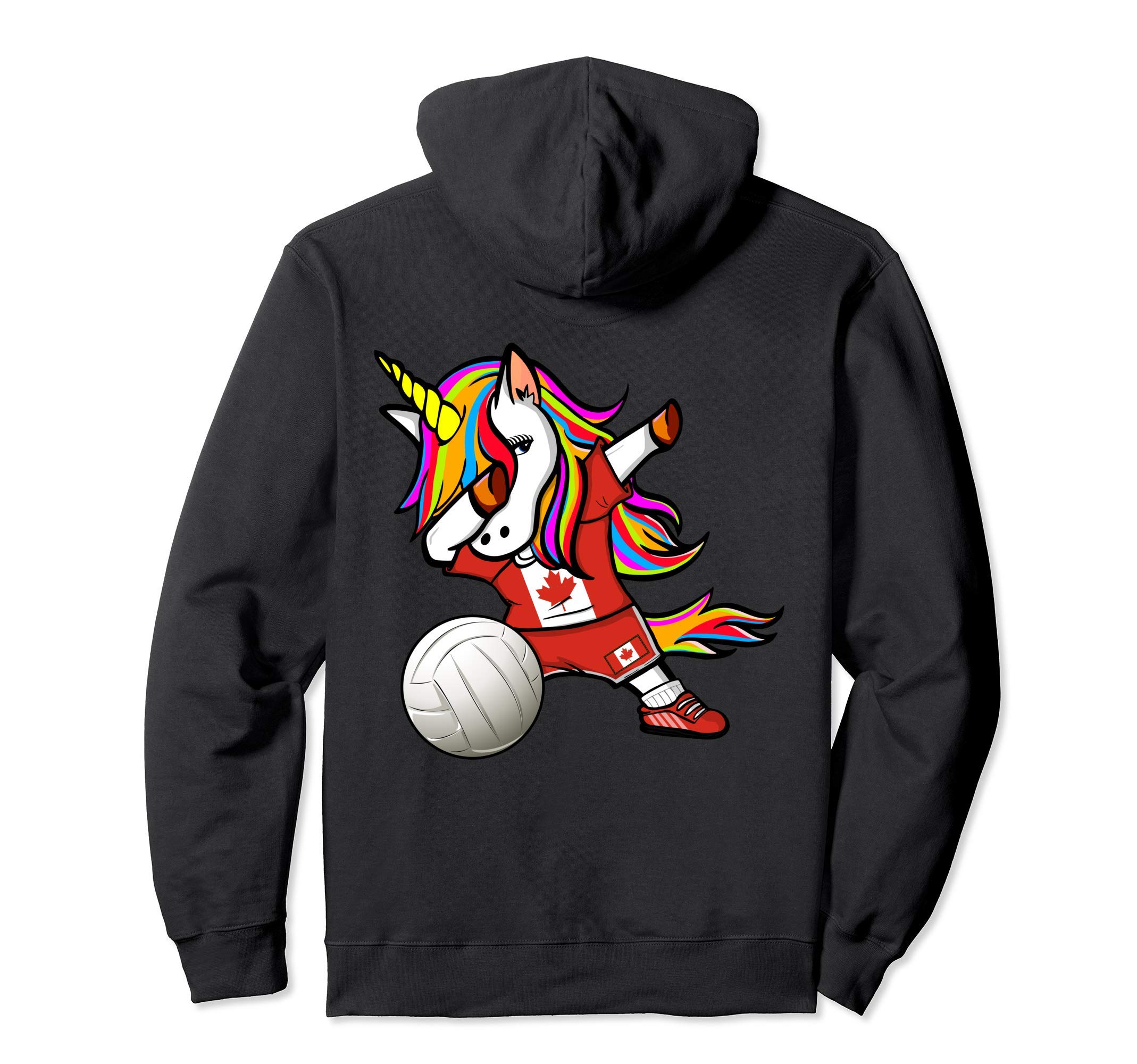 Dabbing Unicorn Canada Volleyball Fans Jersey Canadian Flag Pullover Hoodie