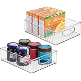 IDesign Clear Stackable Pantry Bins - Set Of 2 With Handles For Fridge & Cabinet Organizing