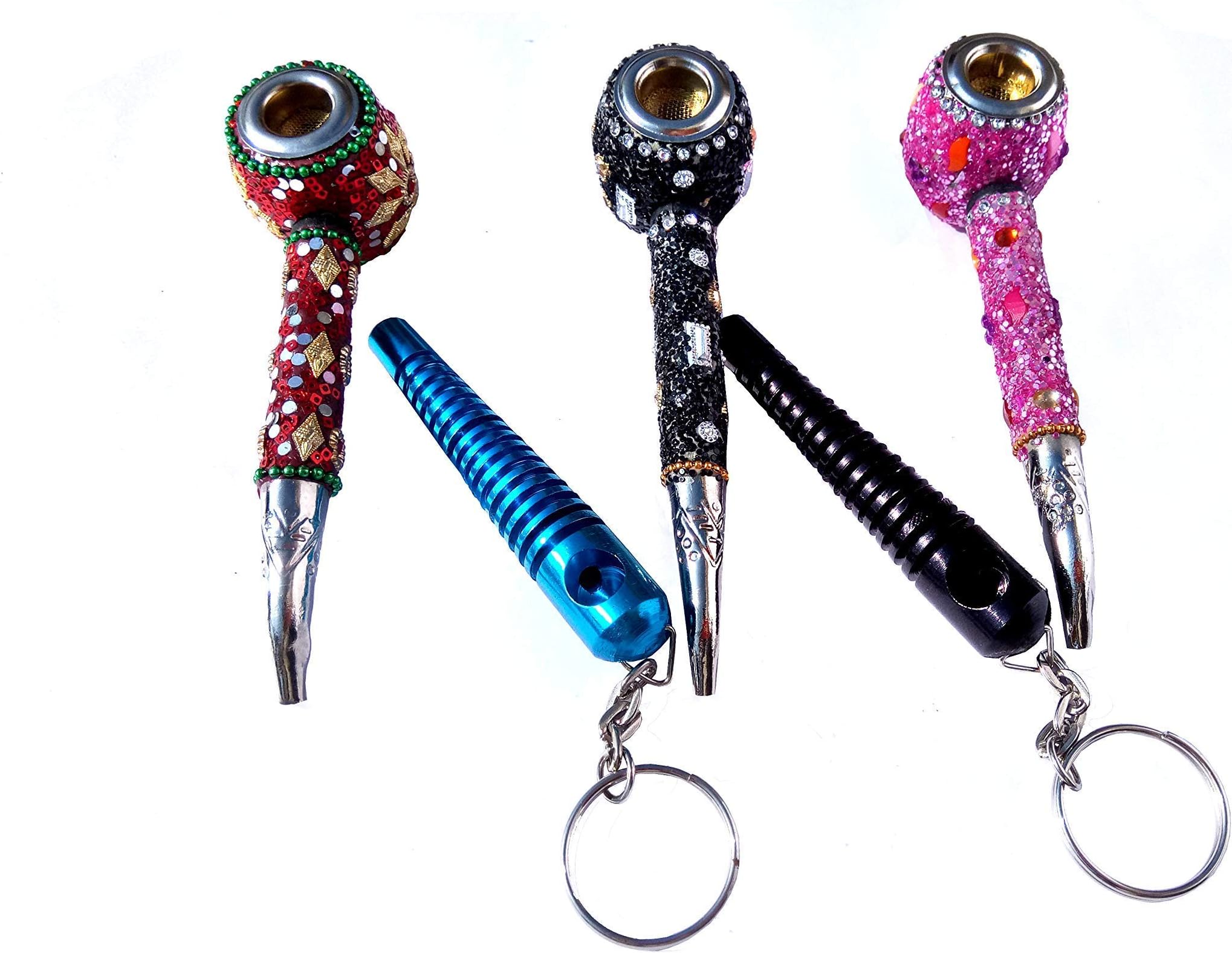 A2G Aluminum Hand Pipe and Pyrex Borosilicate Glass Pipe (Multi_4 Inch X 7 Inch X 3 Inch)