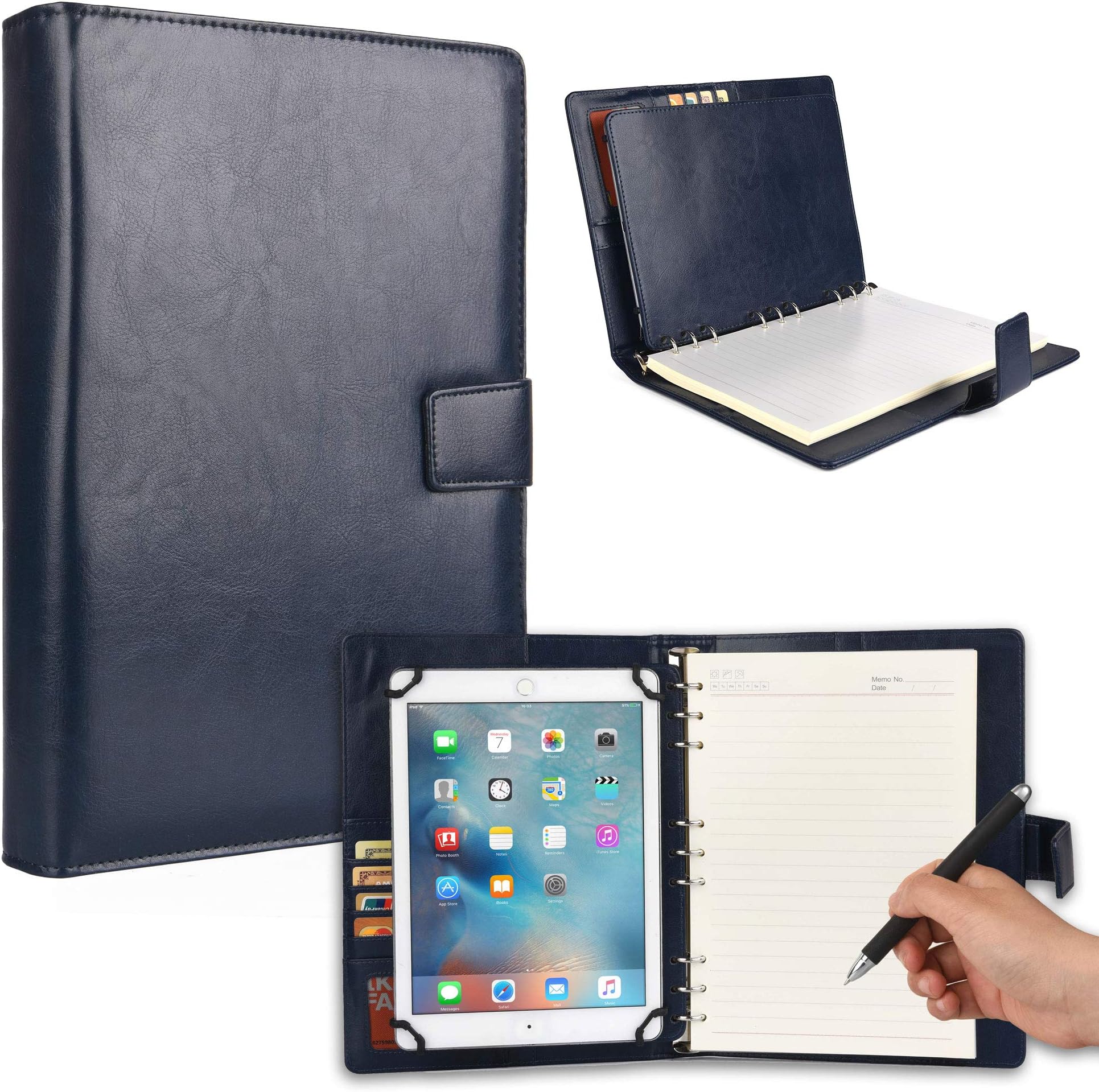 Cooper FolderTab [Padfolio Tablet Case with Notepad] for Samsung Galaxy Tab S 10.5 | Executive Organizer Notebook Card Pockets (Blue)