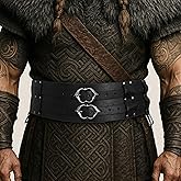 bcehyaa Medieval Viking Wide Belt - Renaissance Faux Leather Pirate Belt Pouch for Men & Women LARP, Halloween, Cosplay Party