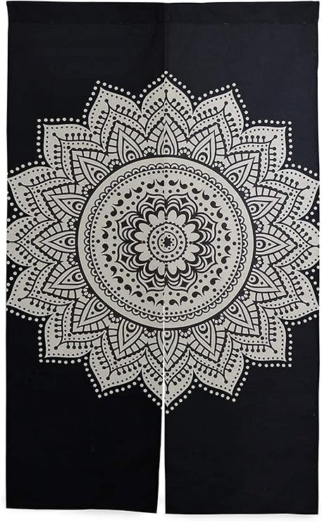 Amazon のれん 涼 曼荼羅 黒と白 入り口のカーテンは脱衣場の目隠し 出入り用 のれん 素材 フリー 暖簾くん 和 のれん アマゾン 65x90cm のれん オンライン通販