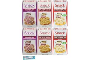 BUNDLE Bumble Bee Snack On The Run Variety Pack: Chicken Salad, Ham Salad, and Salmon Salad Kits. Also Includes a 5 Pack Gum Sample. Convenient One-Stop Shopping. Easy to Source These Popular Cracker Snacks.