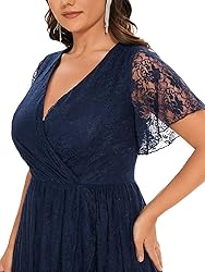 Ever-Pretty Plus Women's V Neck Ruffles Sleeves