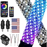 VI9000 2 Pack 2FT Fat Whip Lights, LED Whip Lights with App &amp; Remote Control, Spiral RGB Chasing Lighted Antenna Whips with Rocker Switch, Music Whip Light for SXS UTV ATV RZRCan-Am X3 Off-Road