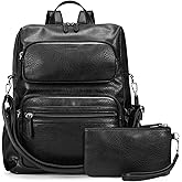 Marvolia PU Leather Backpack for Women - Vintage Womens Backpacks with Wristlet Convertible Crossbody Shoulder Bag for Daily Use Work Party - Black