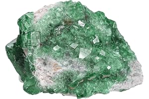 dssmboom Natural Raw Fluorite Crystal Cluster Mineral Specimen for Collection, Madagascar Stone Green Fluorite Rough Geode Crystal for Meditation Home Office Decor, 0.22-0.44 lb