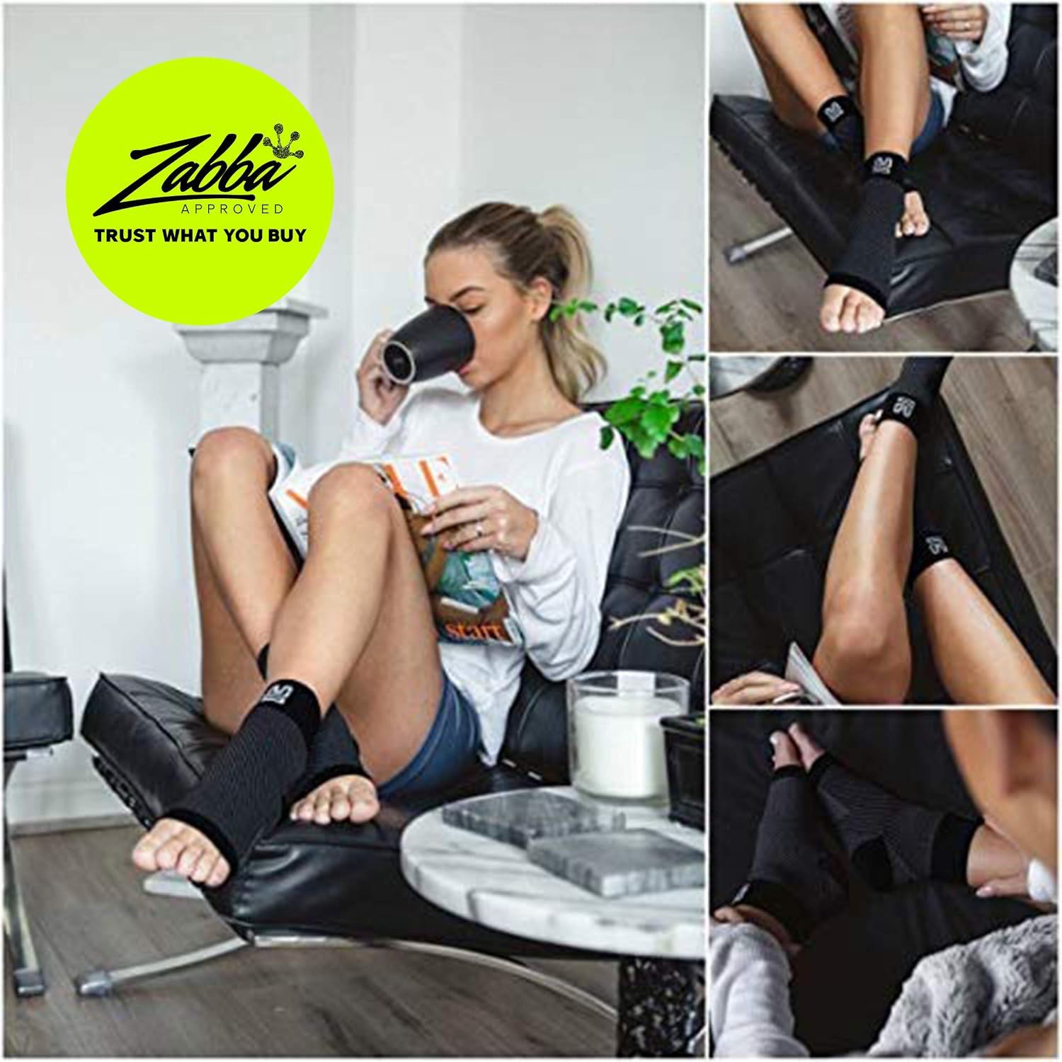 Modetro Socks - Ankle Compression Socks for Ankle Support & Foot Discomfort Relief, Dotted Black, L ( 2 works ) - Image 3
