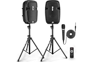 Pyle PA Speaker - 700W Active + Passive Pair of Tower Speakers with 8" Woofer, High Powered Bluetooth Connection, Includes Mo