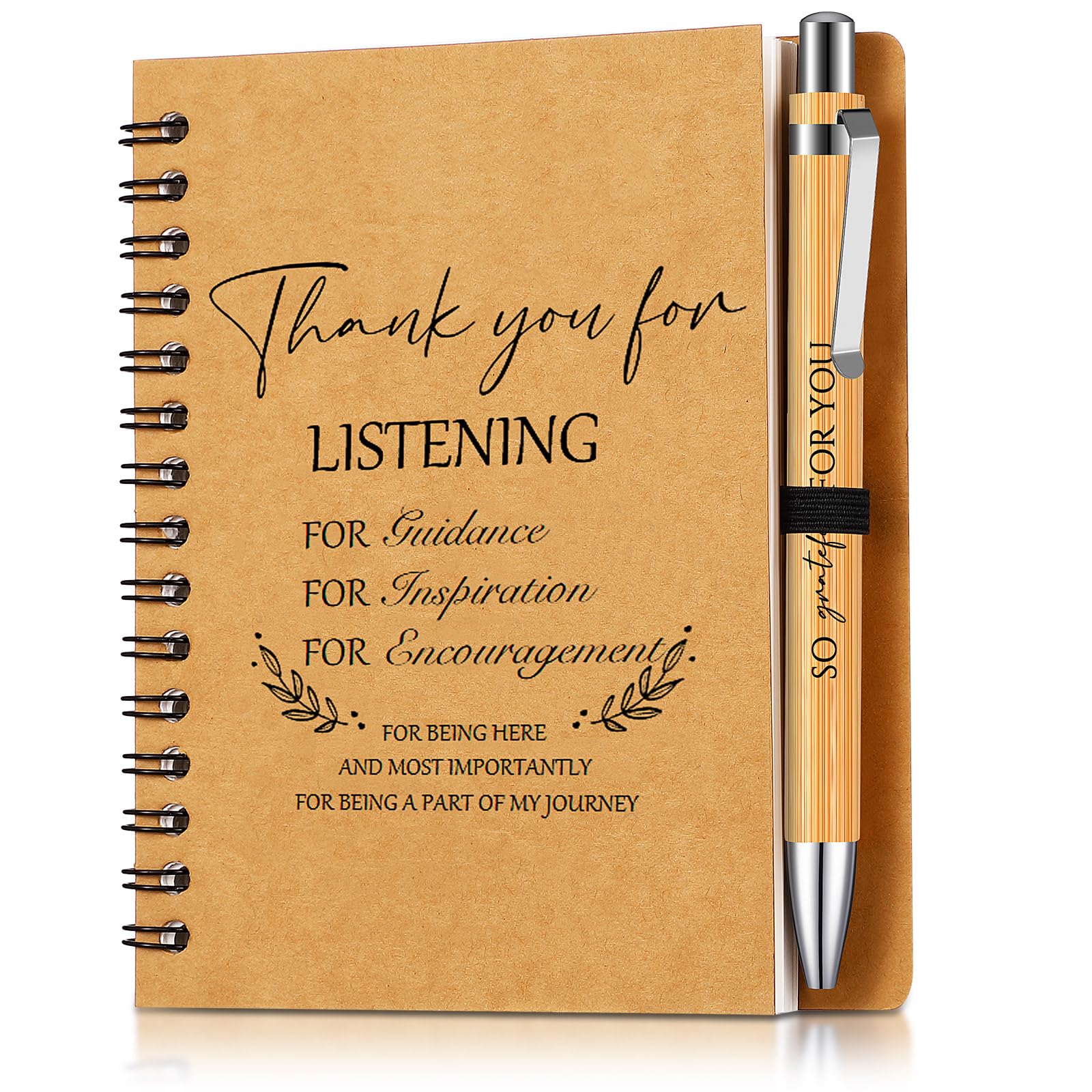 Dianelhall 2 Pcs Employee Appreciation Gifts Sorry Your Leaving Colleagues Women Inspirational Notebook Ballpoint Pen Kraft Lined Notepad Thank You Gifts for Teacher Coworker Volunteer Christmas