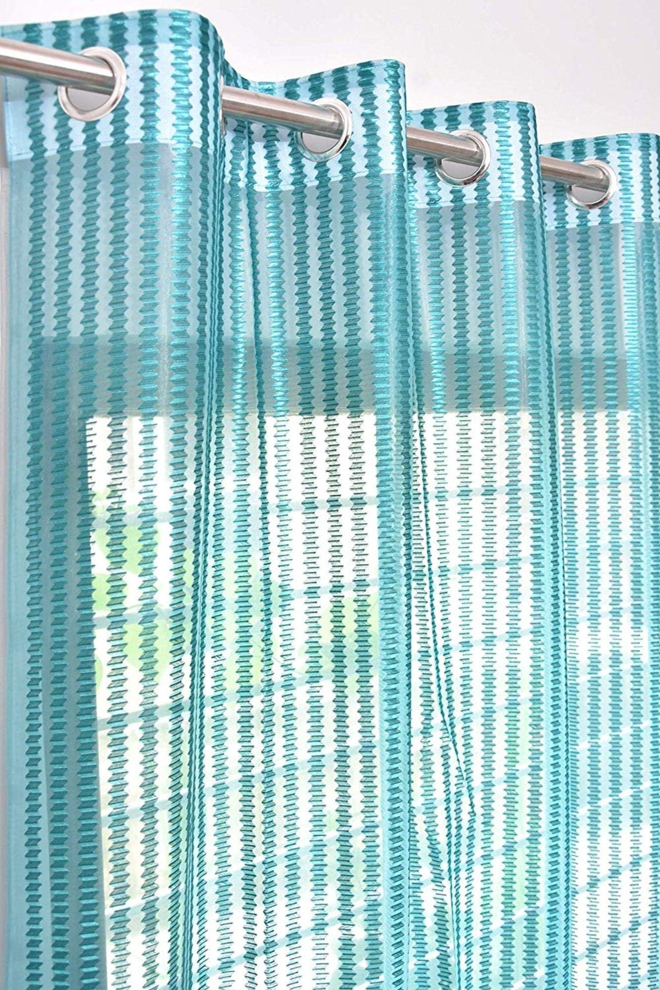 Galaxy Home Decor Polyester Sheer Window Net Curtains for Window 5 Feet - Set of 2, Aqua (Aqua, Window 5 Feet)