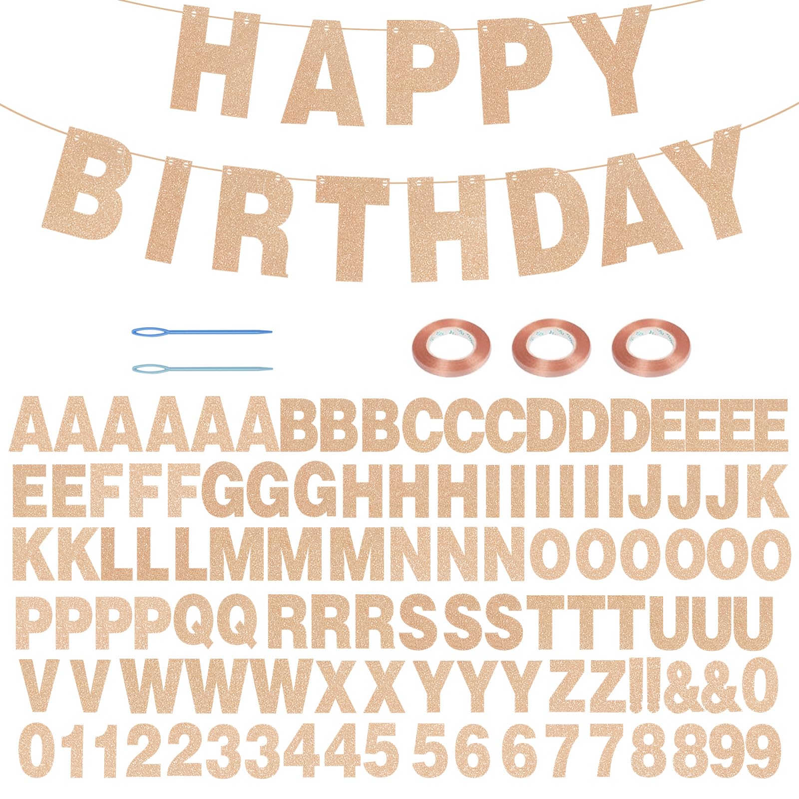 Photo 1 of 116 Pcs DIY Glitter Customizable Banner Kit for Personalized Decor for Birthday Banner (Light Champagne)