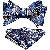 HISDERN Bow Ties for Men Floral Bowties Mens Self Tie Bow Tie Handkerchief Jacquard Woven Bowtie Pocket Square Set