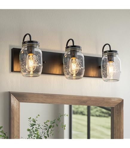 Bathroom Vanity Light Fixtures, Farmhouse Mason Jar Wall Sconce...