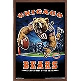 Trends International NFL Chicago Bears - End Zone 17 Wall Poster, 22.375" x 34", Mahogany Framed Version