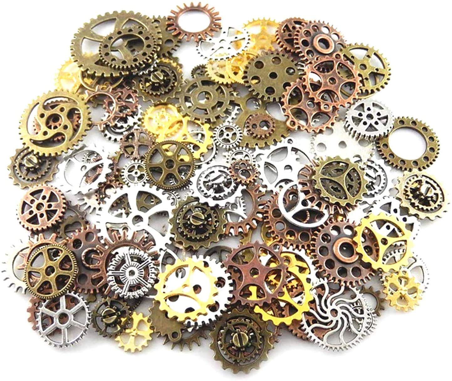 kuou 100 Grams Cogs and Gears, Steampunk Accessories Assorted Antique Steampunk Craft for Crafting Jewelry Making Accessories