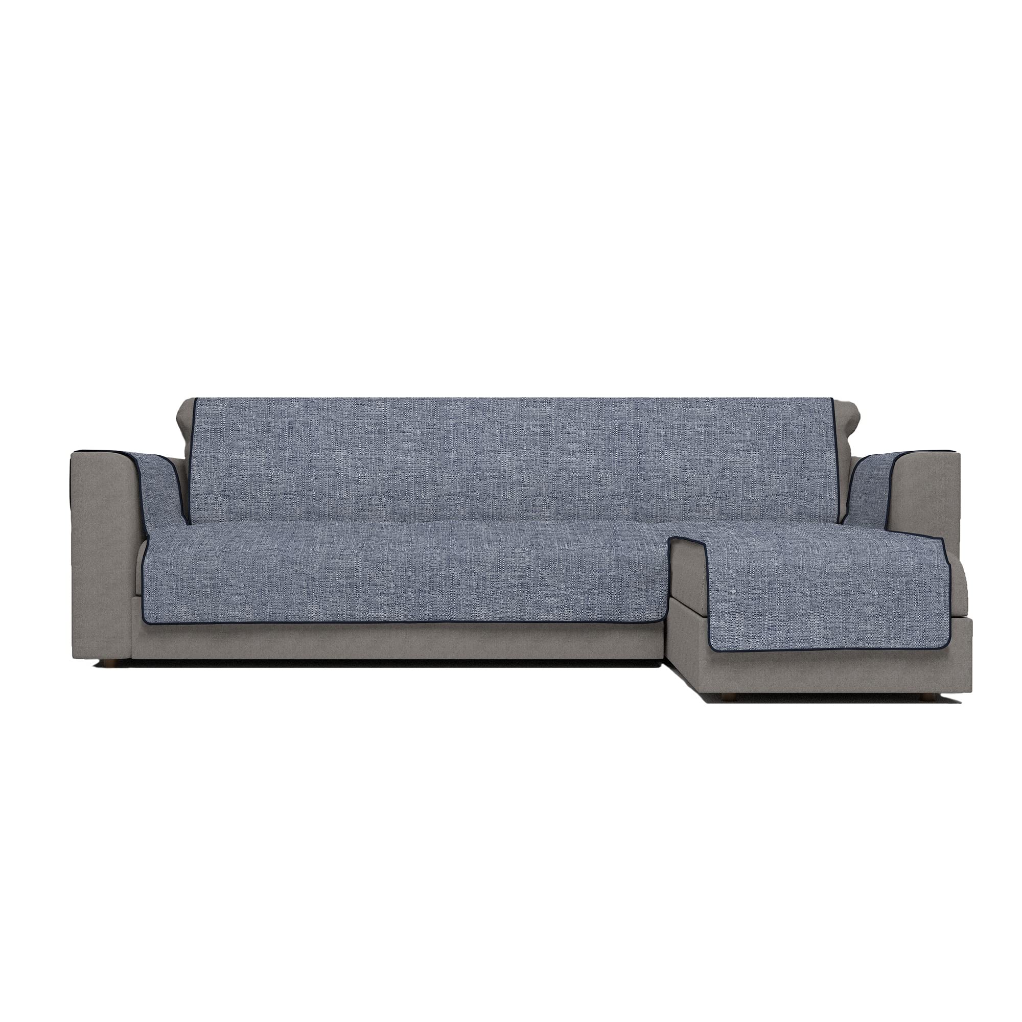 Italian Bed Linen Comfort anti-slip sofa cover with chaiselongue,190cm, dark blue, Polyester — image 1