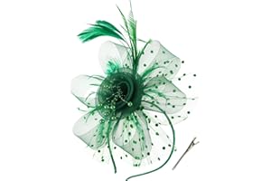 Durzasvo Women's Fascinators Tea Party Wedding Mesh Flower Pearl Feather Fascinator Hat with Headband and Clip