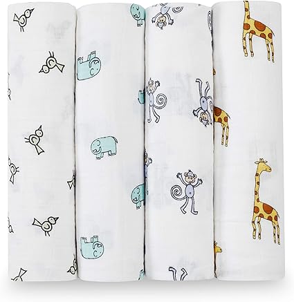 Amazon エイデンアンドアネイ Aden Anais モスリンコットン おくるみ 4枚セット Jungle Jam Swaddle 4 Pack 26 並行輸入品 おくるみ ベビー マタニティ 通販