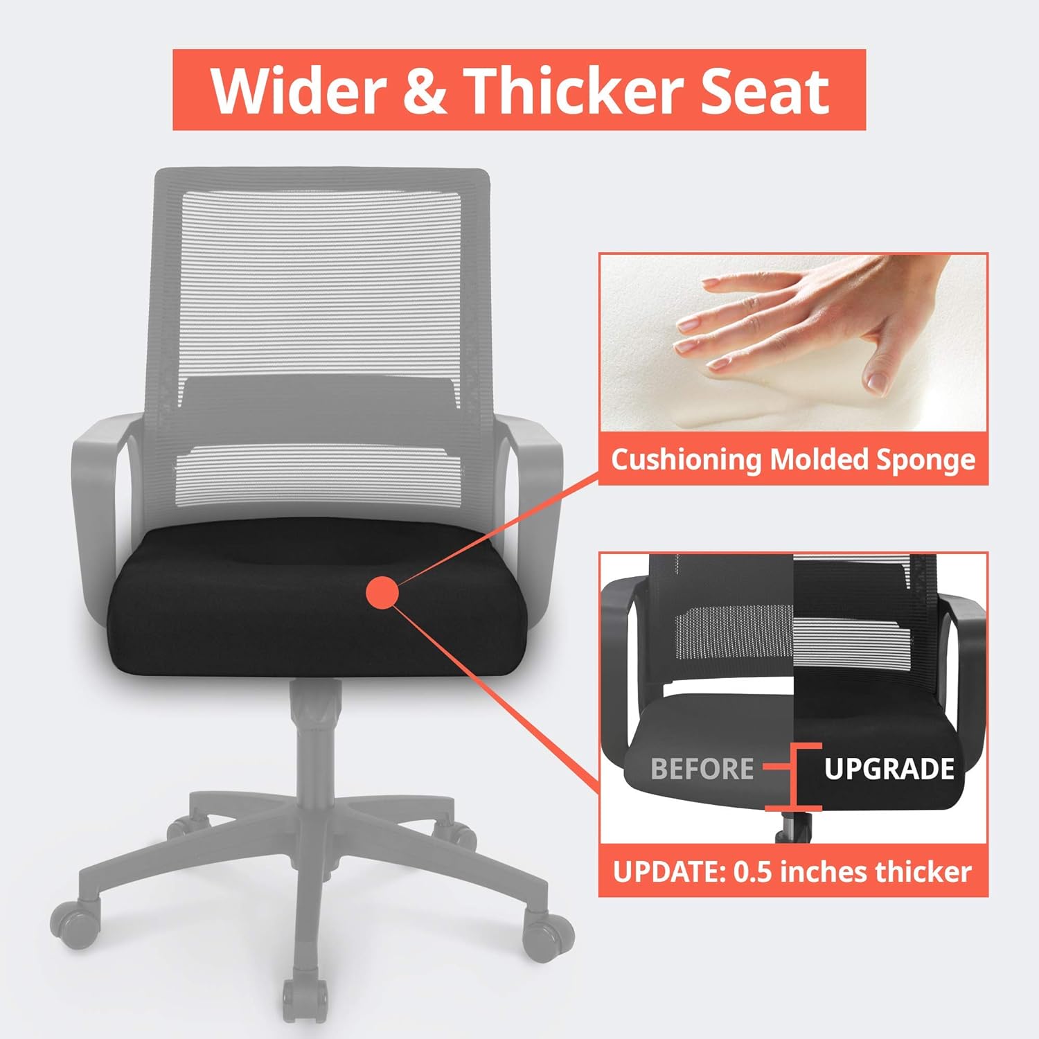 NEO CHAIR Office Chair Ergonomic Desk Chair Mesh Computer Chair Lumbar Support Modern Executive Adjustable Rolling Swivel Chair Comfortable Mid Black Task Home Office Chair, Black-Fabric: Furniture & Decor