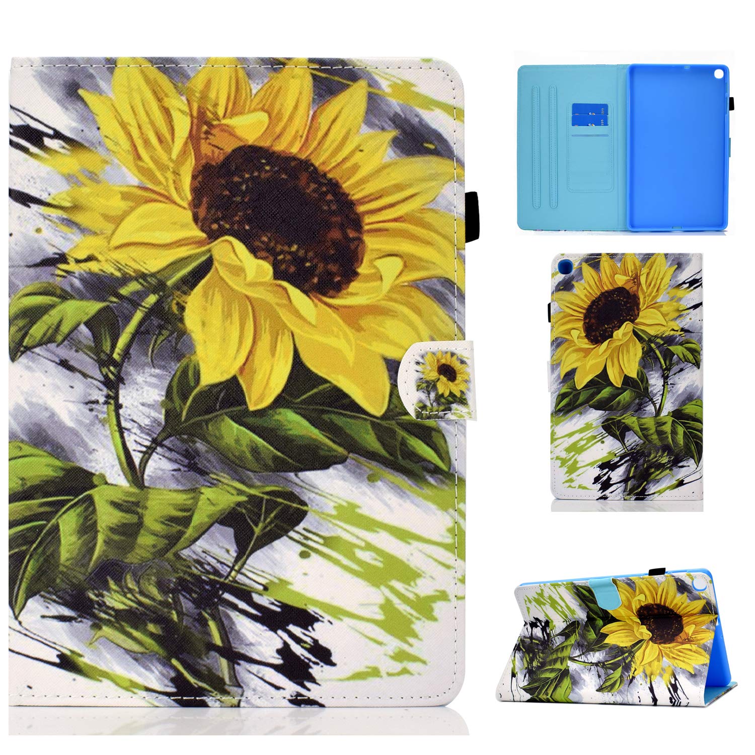 AUSMIX Case for Samsung Galaxy Tab A 10.1 2019 (SM-T510/SM-T515), PU Leather Case Slim Fit Folio Stand Smart Case for Samsung Galaxy Tab A 10.1 Galaxy Tab A 10.1 2019 Tablet Case, Sunflower