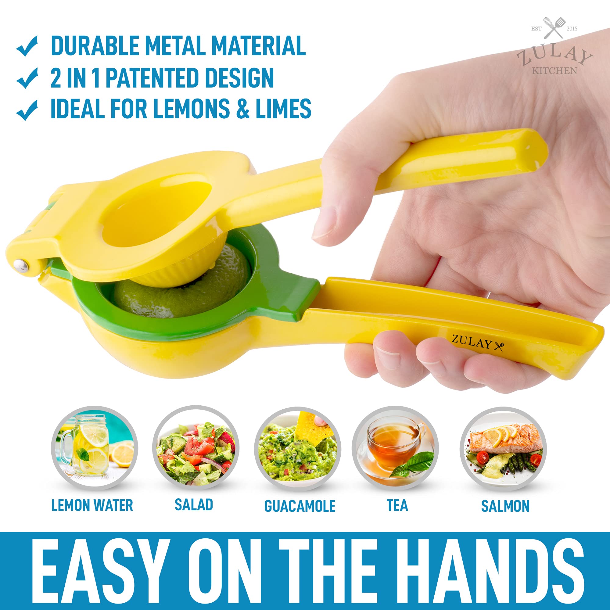 Zulay Premium Quality Metal Lemon Lime Squeezer - Manual Citrus Juice Press by Zulay Kitchen