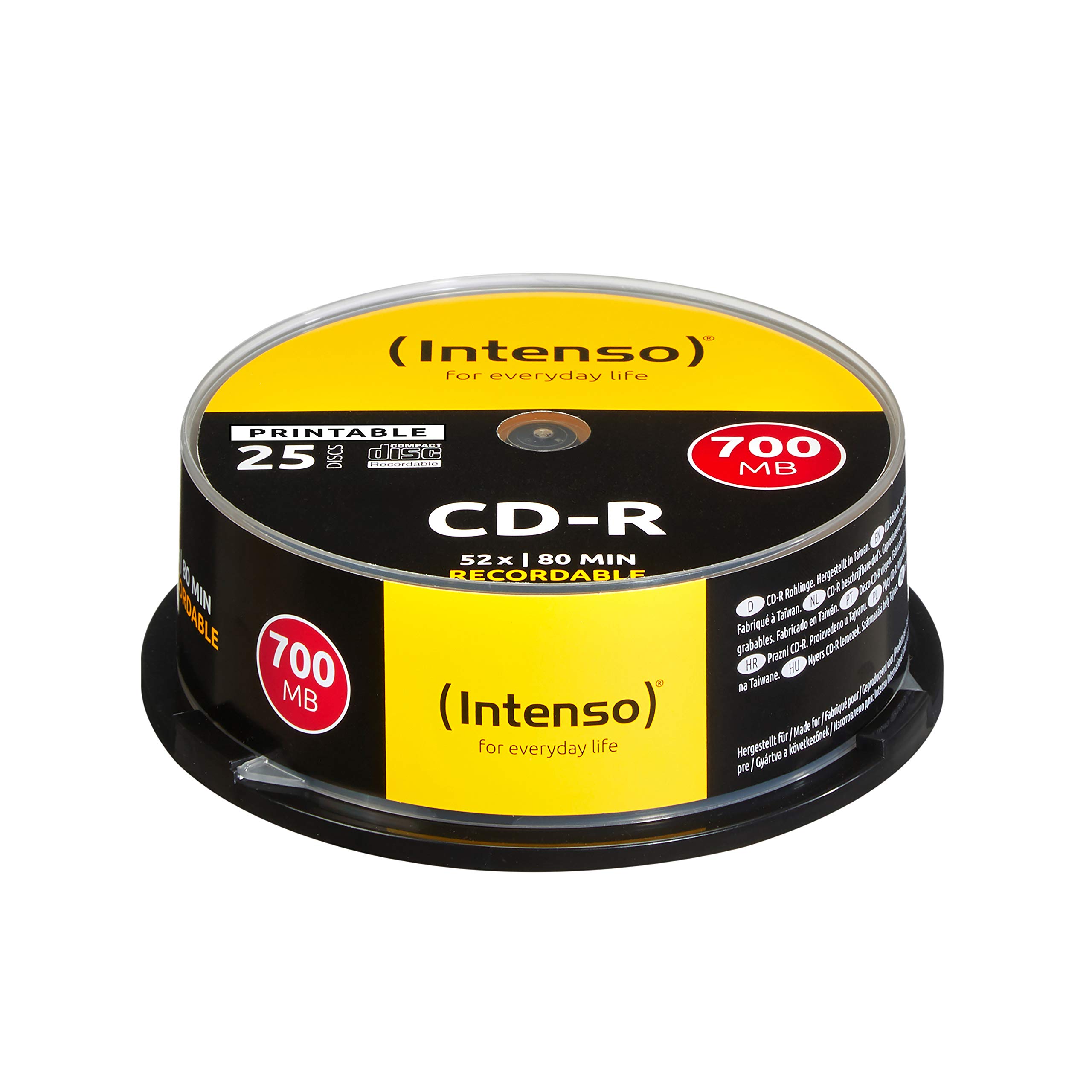 Intenso CD-R 80-Minute 700 Mb 52x Speed Recordable Printable CD Media Cake Box 25 count (pack of 1)