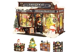 CUTEROOM DIY Miniatures Dollhouse Kit,Miniature House Kit for Beginners, 3D Wooden Miniature Doll House with Music Box & LED 