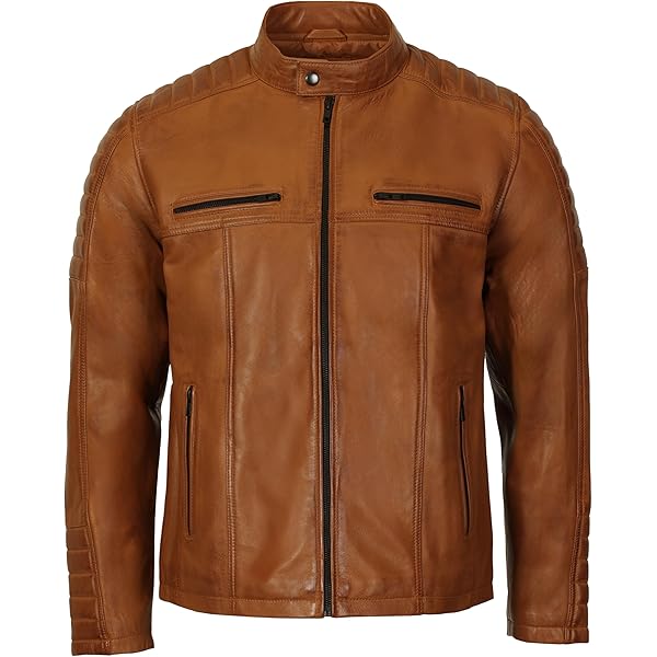 fjackets Brown Distressed Natural Real Lambskin Men's Leather