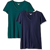 Amazon Essentials Women's Regular-Fit Short-Sleeve T-Shirt (Crewneck and V-Neck Options), Multipacks
