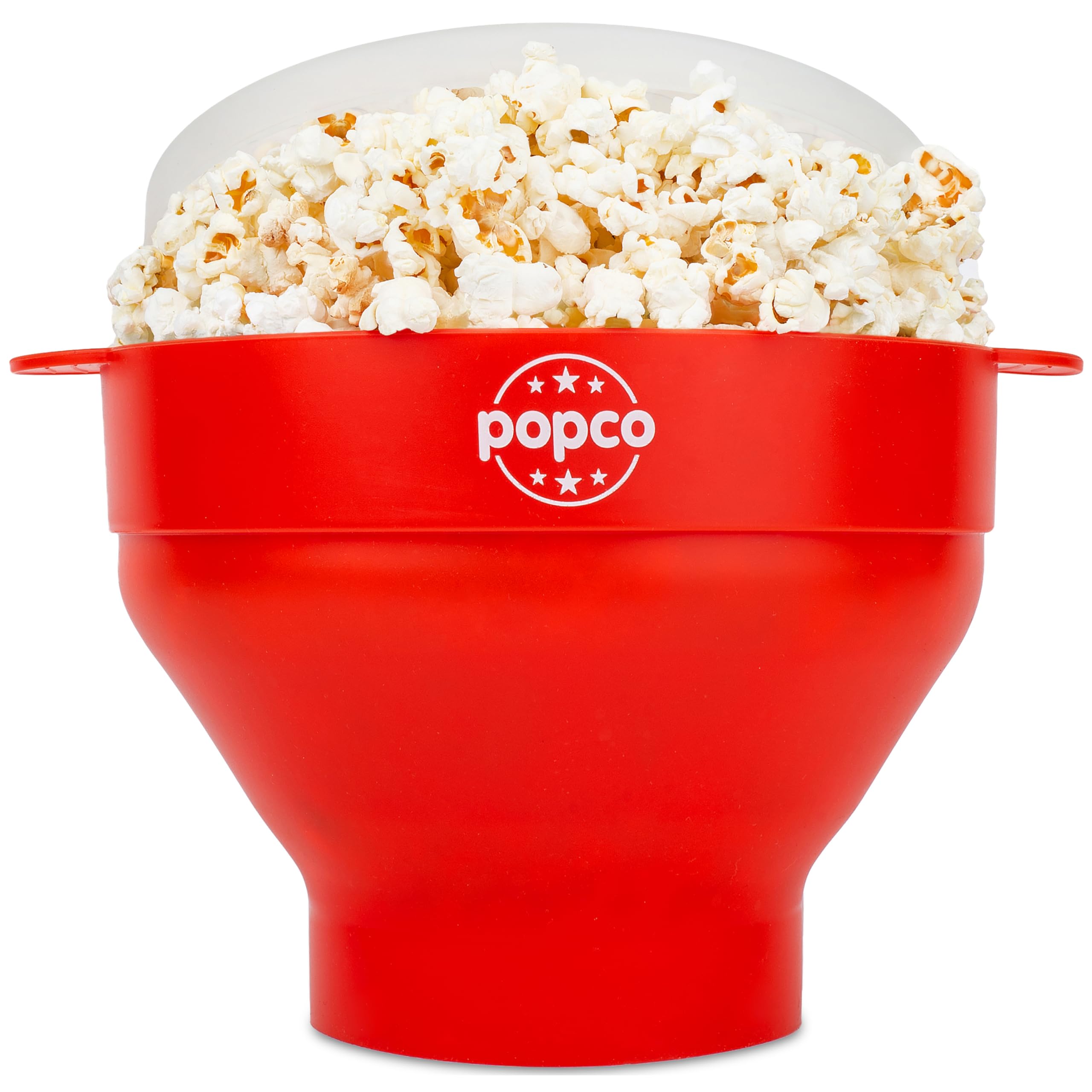 Photo 1 of **MISSING LID** POPCO Microwave Popcorn Bowl - Silicone Snack Popcorn Popper with Handles - Collapsible Design, 2.3" Height When Folded -Dishwasher Safe Bowl for Healthy Treats - Red
