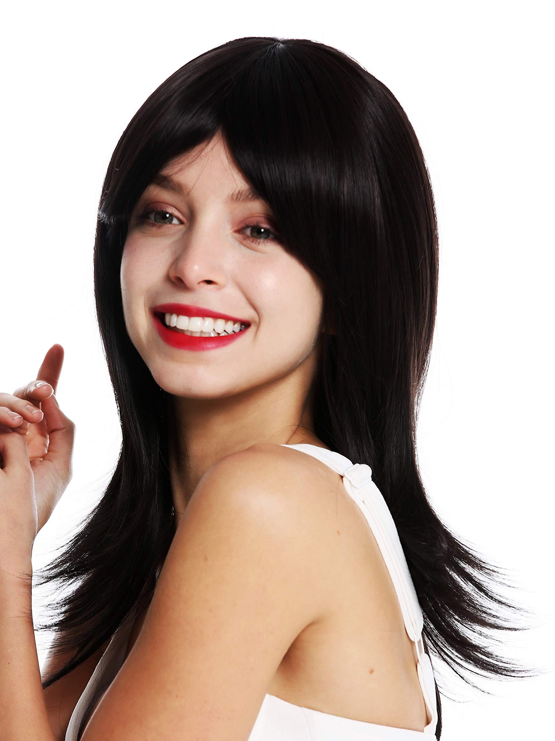 WIG ME UP - vw53-4 women's quality wig medium long sleek long waved tips dark brown