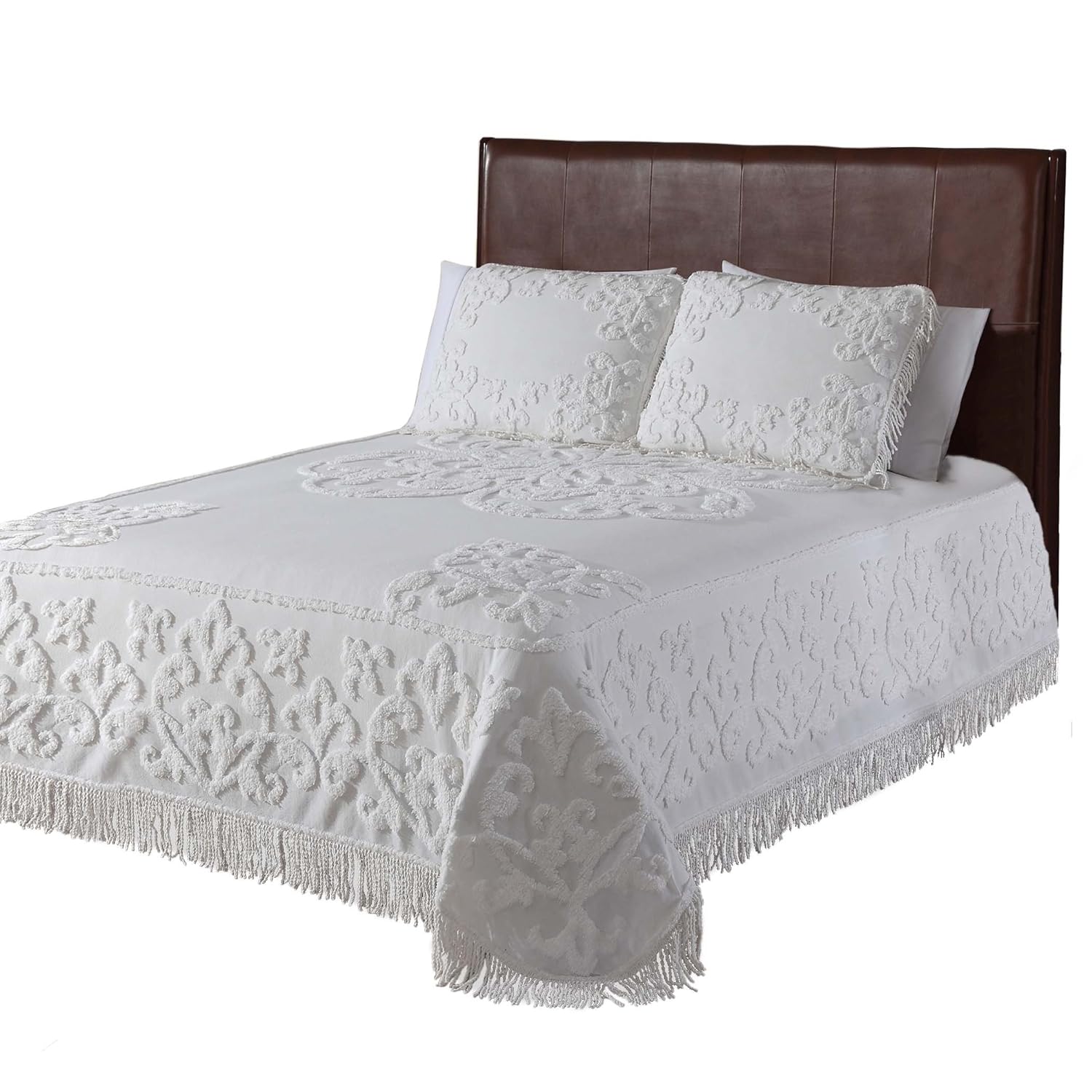Beatrice Home Fashions Gayal Chenille Bedspread, King, Ivory