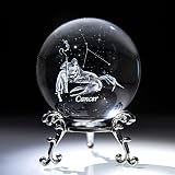 HDCRYSTALGIFTS 60mm Cancer Constellation Crystal Ball with Stand