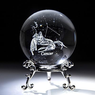 HDCRYSTALGIFTS 60mm Cancer Constellation Crystal Ball with Stand