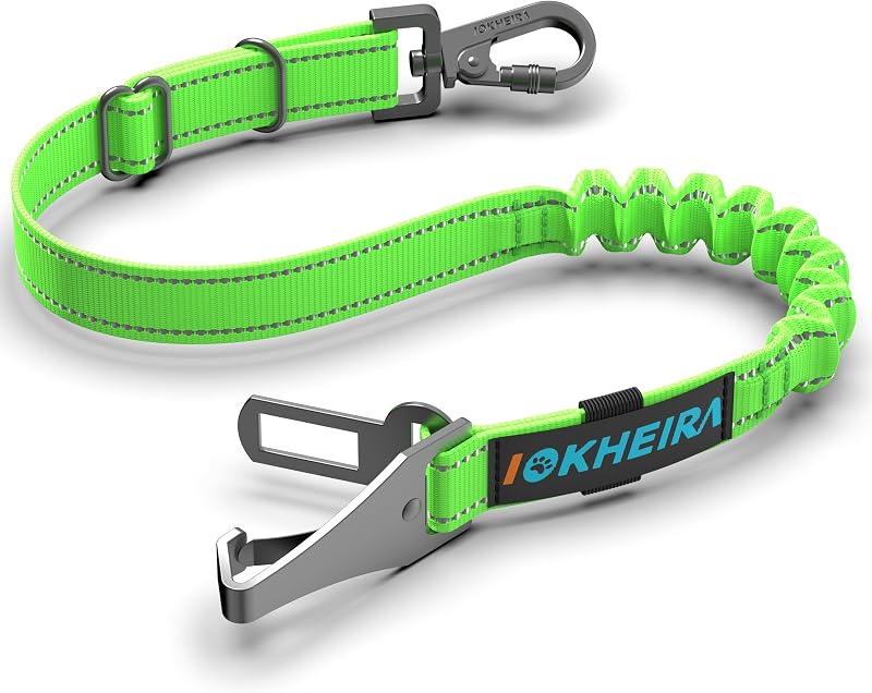 IOKHEIRA Dog Seat Belt Car Harness ISOFIX LATCH Safety Belt Pale Green