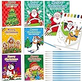 Watersay 24 Pcs Christmas Paint with Water Coloring Books Set with 24 Pcs Paintbrush Christmas Watercolor Coloring Books Nativity Coloring Books for Xmas Holiday Gifts(Christmas)