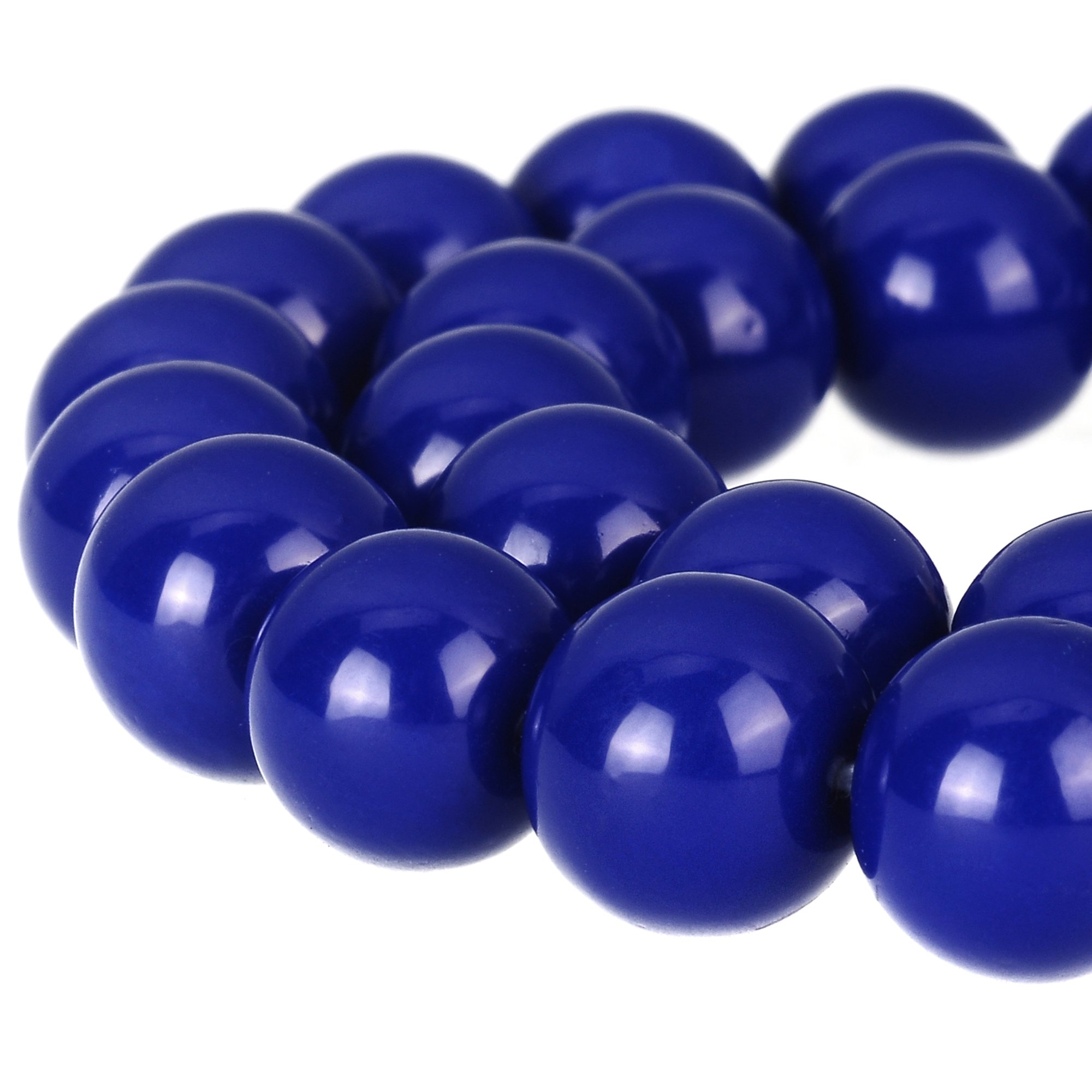 RUBYCA Round Opaque Painted Druk Czech Glass Beads Bulk Jewellery Making Supplies Strand (Blue, 4mm)