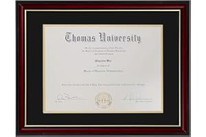 FLAGSHIP FRAMES Flagship Diploma Frame Real Wood & Glass Golden Rim Sized 8.5x11 Inch with Mat and 11x14 Inch Without Mat for Documents Certificates (Double Mat, Navy Blue Mat with Golden Rim) (Black, 1)