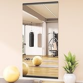 Hasipu 48''x30'' Home Gym Mirror Large Full Length Wall Mounted Full Body Mirror for Yoga Dance Fitness Exercise Studio Bedroom Garage, Frameless Tempered Glass Workout Mirrors Black Rectangular